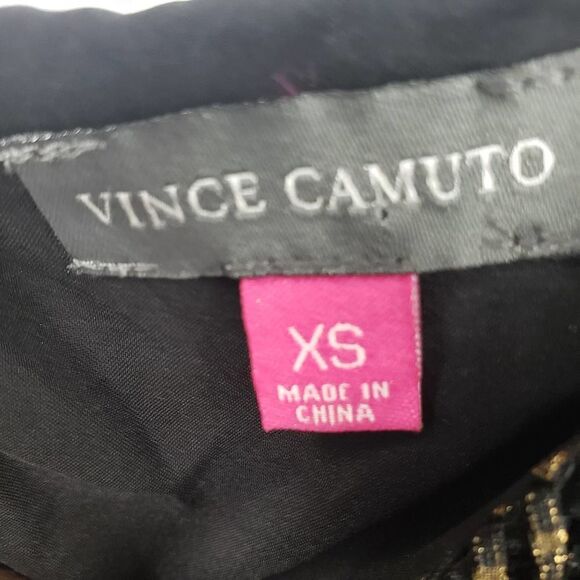 VINCE CAMUTO womens XS  black & gold tie at the back women’s top - Picture 3 of 5